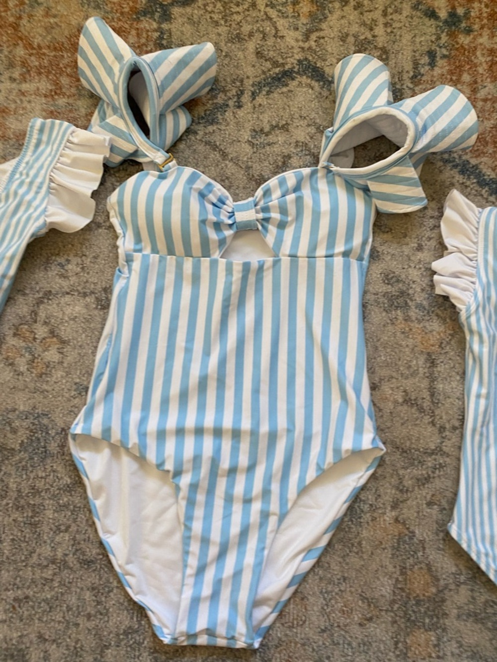 Dondolo Mommy & Me Classic Blue & White Stripe One-Piece Swimsuits
